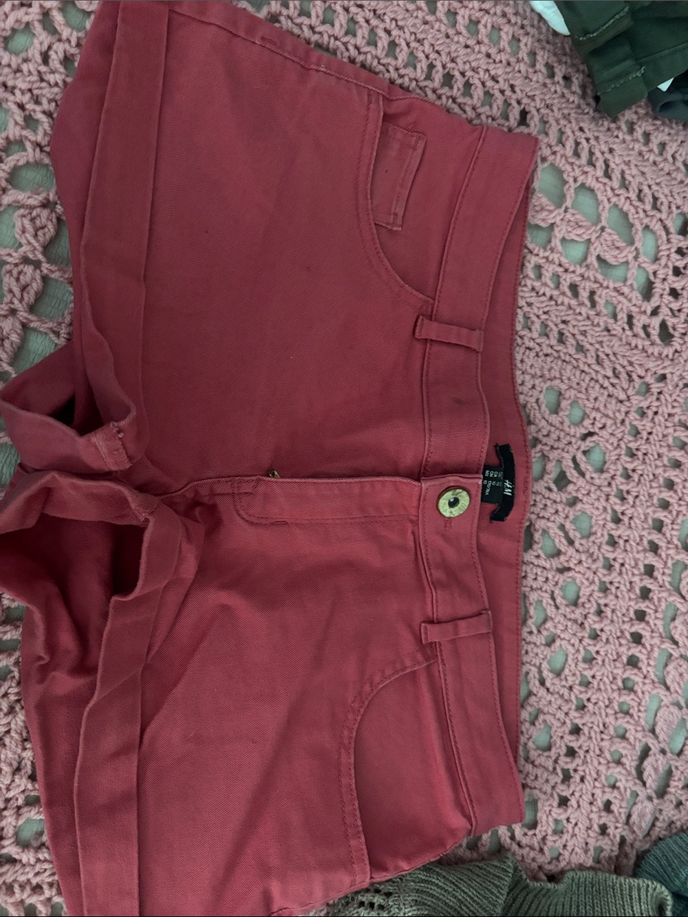 H&M Women's Coral Red High-Waist Shorts
